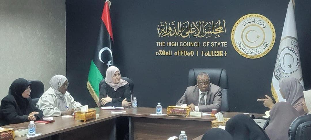 لقاء وفد من ائتلاف المرأة العالمي لنصرة القدس وفلسطين رئيس لجنة فلسطين في المجلس الأعلى للدولة في ليبيا